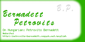 bernadett petrovits business card